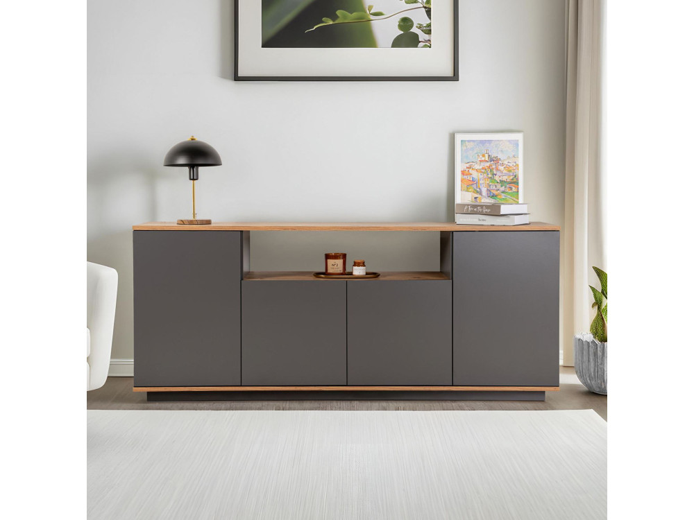 Credenza in legno "Arista" - 180 x 44 x 75 cm - Grigio antracite