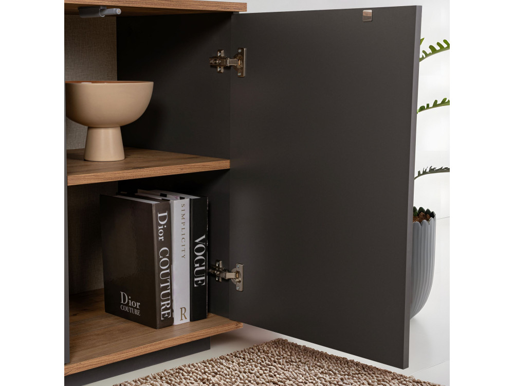 Credenza in legno "Arista" - 180 x 44 x 75 cm - Grigio antracite