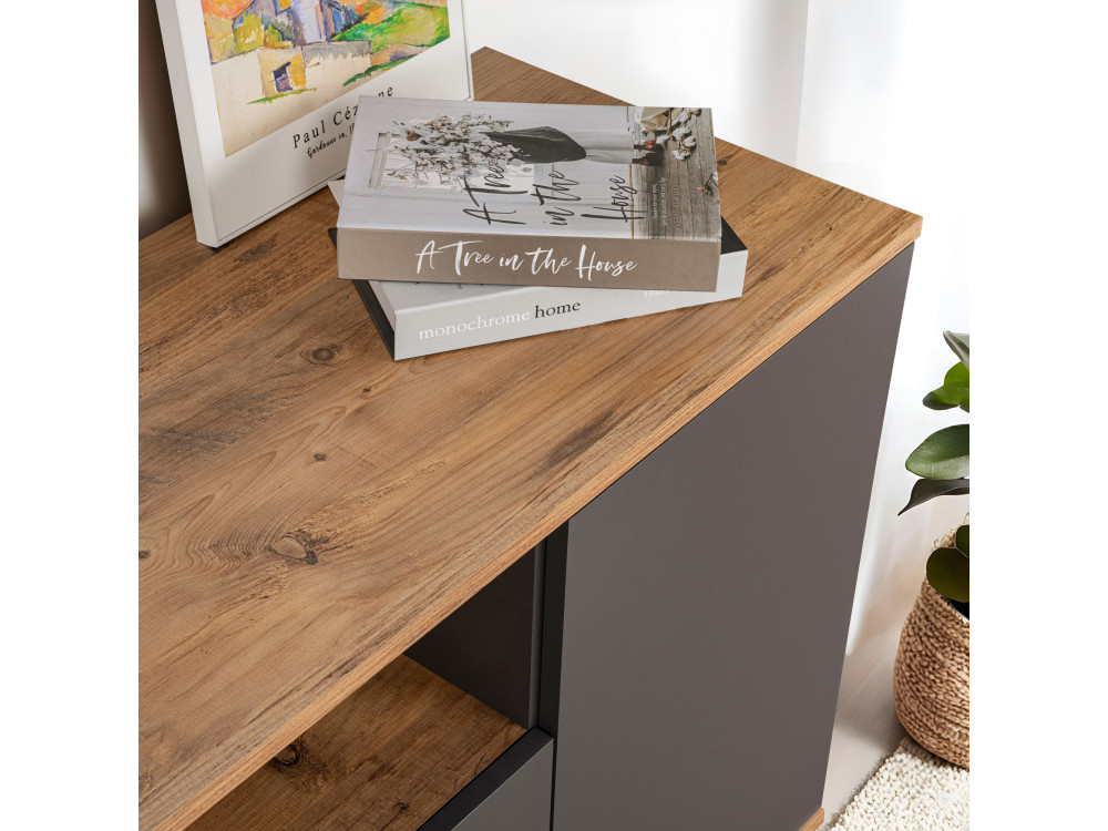 Credenza in legno "Arista" - 180 x 44 x 75 cm - Grigio antracite