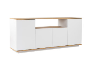 Credenza in legno "Arista" - 180 x 44,5 x 75 cm - Bianco / Rovere di Cadice