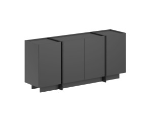 Credenza in legno "Dorma" - 180 x 45 x 80 cm - Antracite / Nero