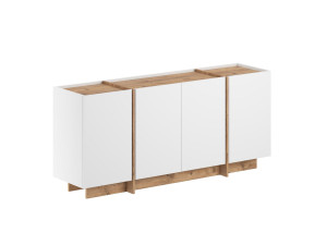 Credenza in legno "Dorma" - 180 x 45 x 80 cm - Bianco / Pino Atlantico