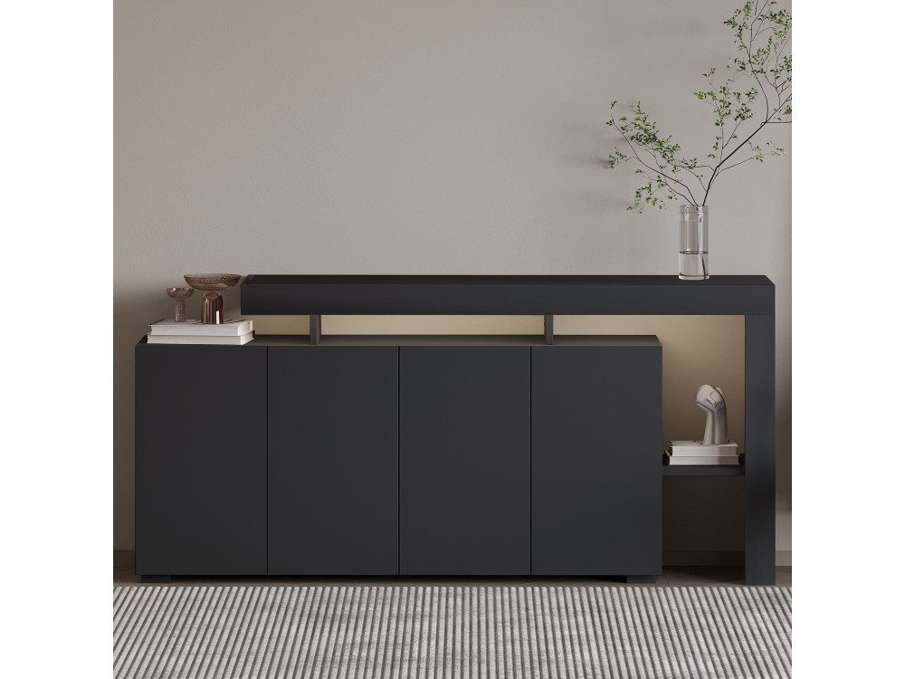 Credenza in legno "Beliz" - 170 x 35 x 80 cm - Antracite