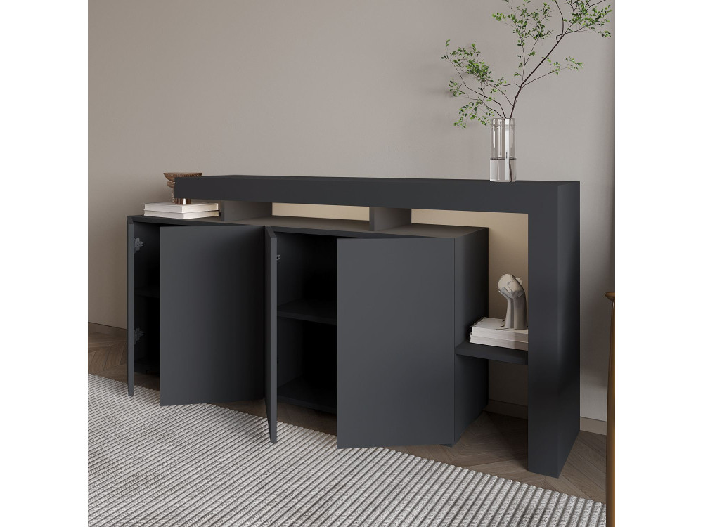 Credenza in legno "Beliz" - 170 x 35 x 80 cm - Antracite