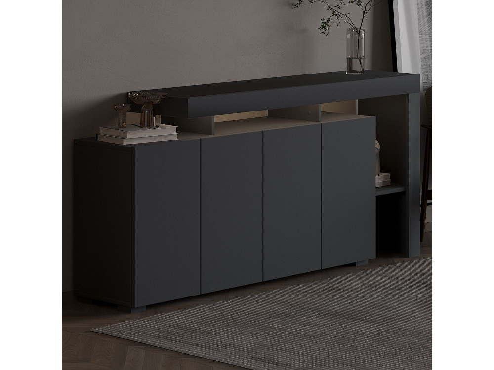 Credenza in legno "Beliz" - 170 x 35 x 80 cm - Antracite