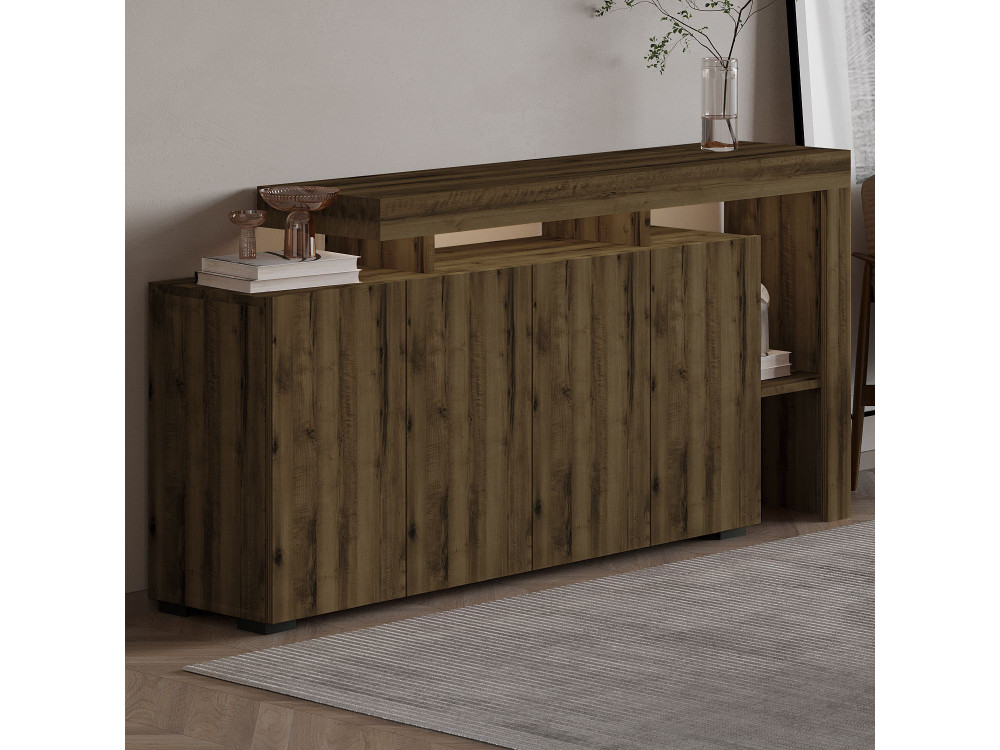 Credenza in legno "Beliz" - 170 x 35 x 80 cm - Noce antico