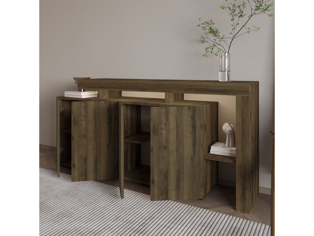 Credenza in legno "Beliz" - 170 x 35 x 80 cm - Noce antico