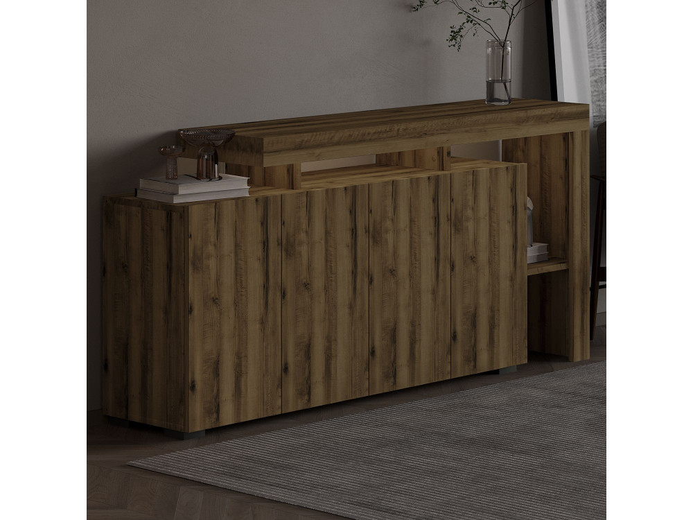 Credenza in legno "Beliz" - 170 x 35 x 80 cm - Noce antico