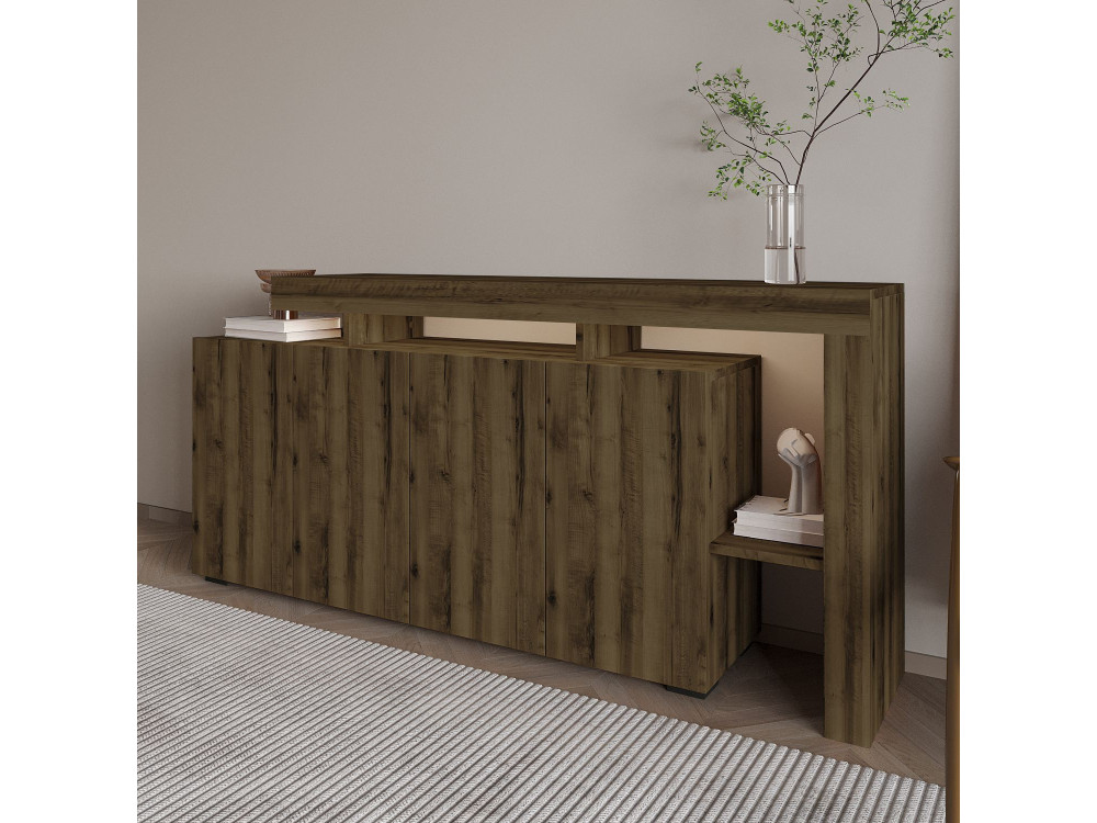 Credenza in legno "Beliz" - 170 x 35 x 80 cm - Noce antico