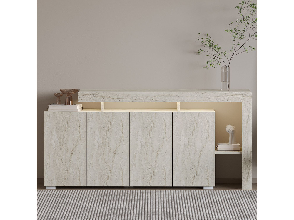 Credenza in legno "Beliz" - 170 x 35 x 80 cm - Travertino
