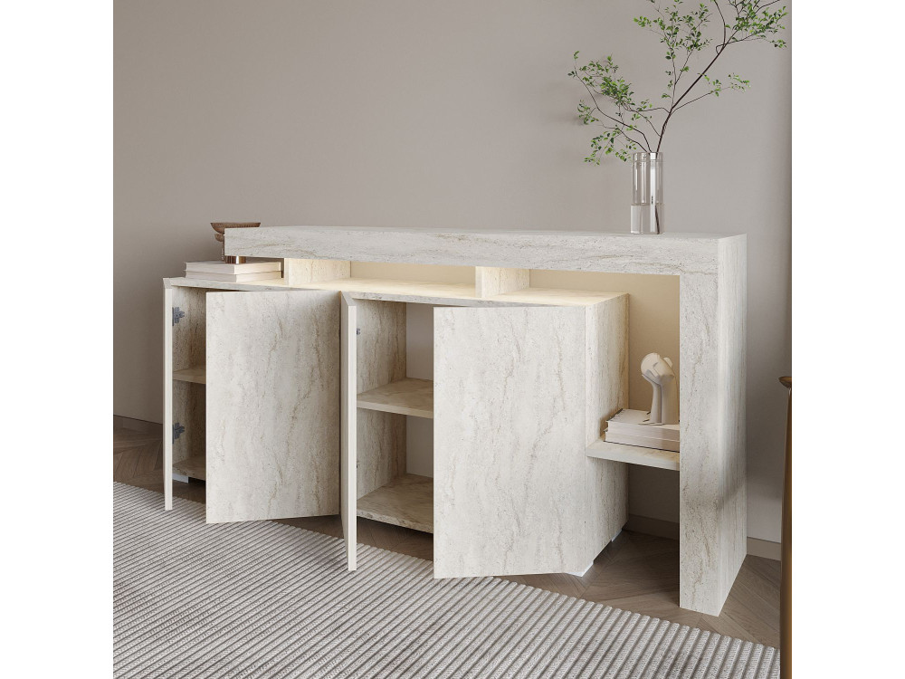 Credenza in legno "Beliz" - 170 x 35 x 80 cm - Travertino