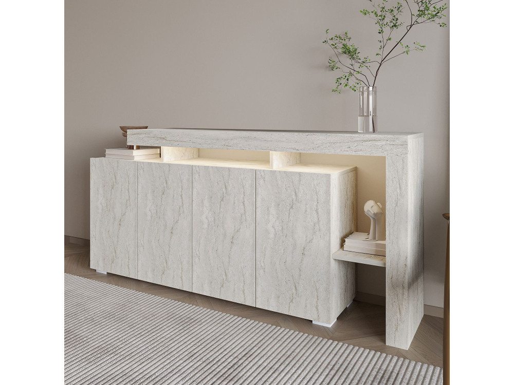 Credenza in legno "Beliz" - 170 x 35 x 80 cm - Travertino