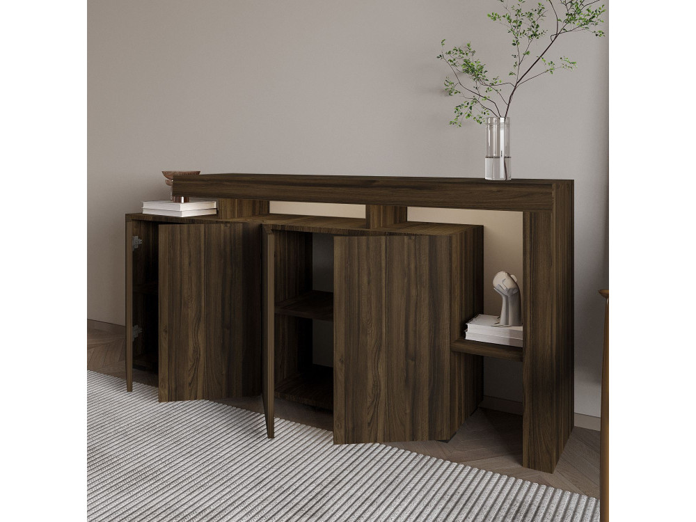 Credenza in legno "Beliz" - 170 x 35 x 80 cm - Noce