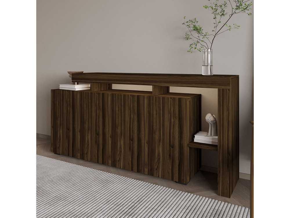 Credenza in legno "Beliz" - 170 x 35 x 80 cm - Noce