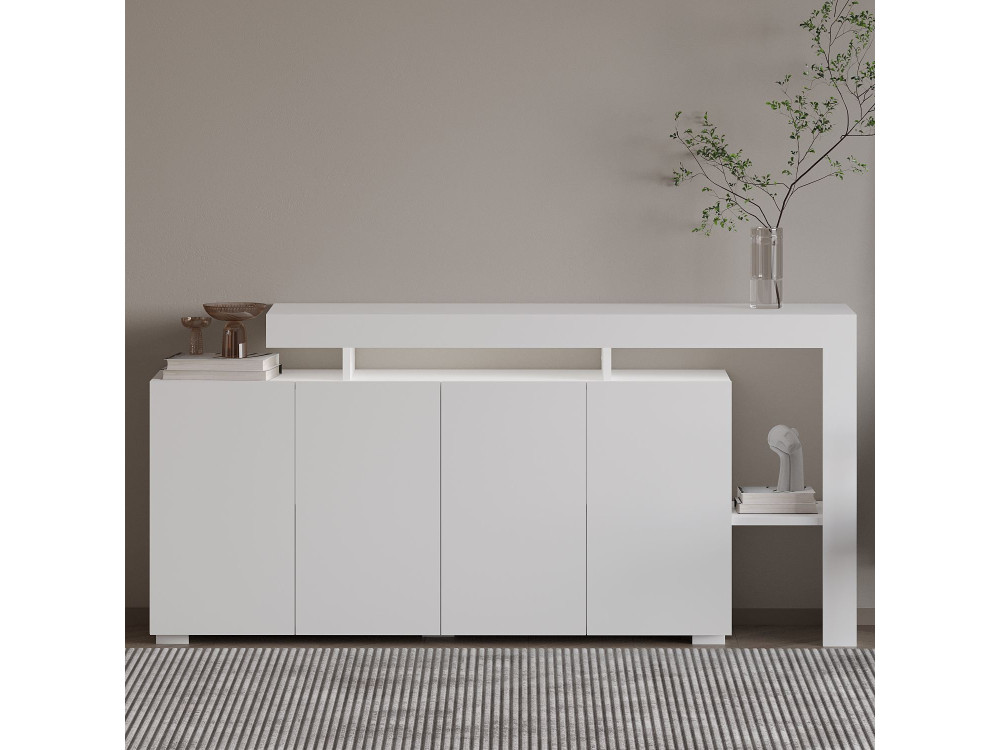 Credenza in legno "Beliz" - 170 x 35 x 80 cm - Bianco