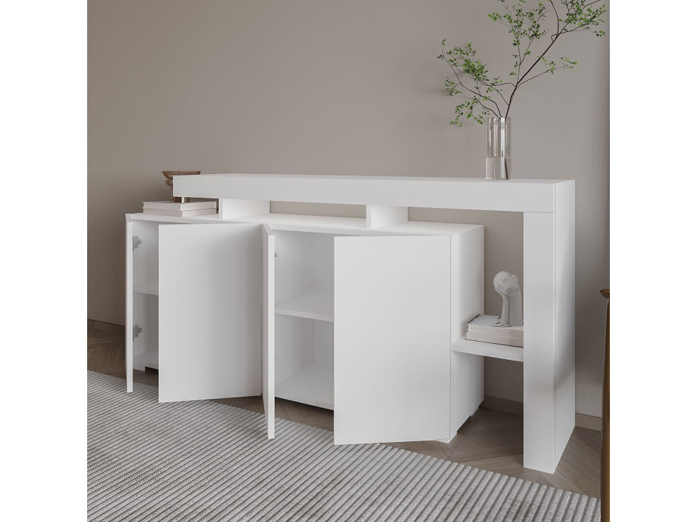 Credenza in legno "Beliz" - 170 x 35 x 80 cm - Bianco