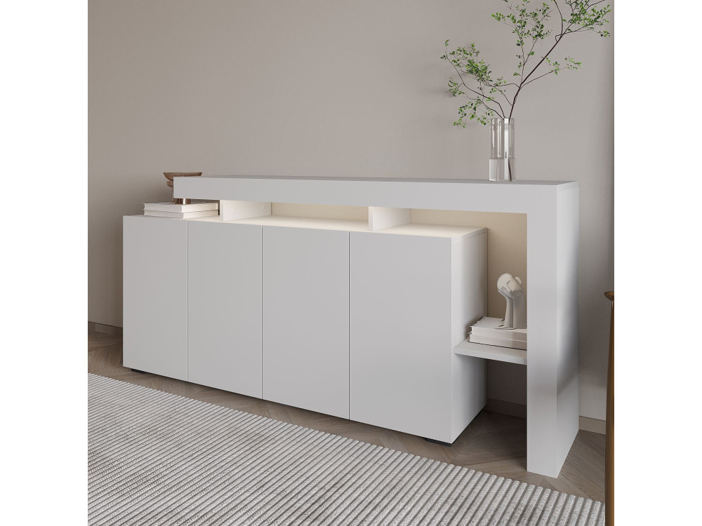 Credenza in legno "Beliz" - 170 x 35 x 80 cm - Bianco