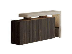 Credenza in legno "Beliz" - 170 x 35 x 80 cm - Travertino / Noce