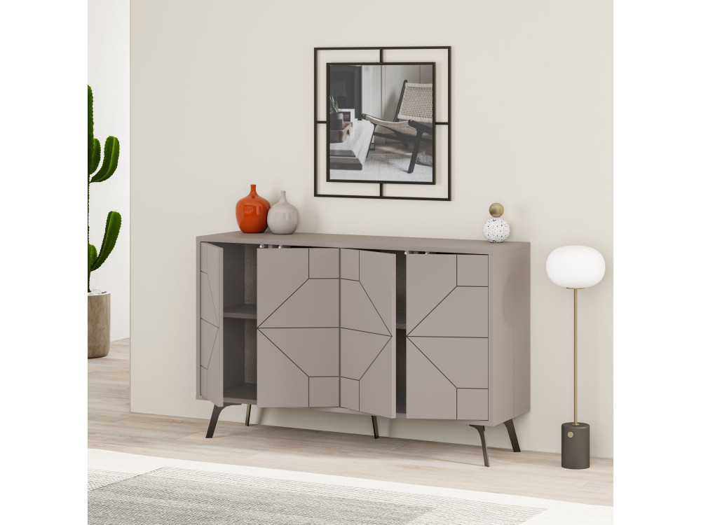 Credenza in legno "Dune" - 123 x 35 x 62 cm - Marrone moka chiaro