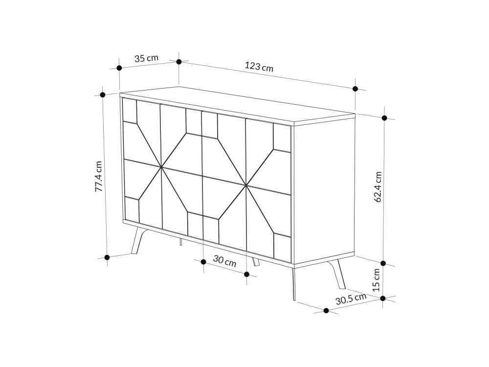 Credenza in legno "Dune" - 123 x 35 x 62 cm - Marrone moka chiaro