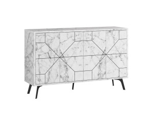 Credenza in legno "Dune" - 123 x 35 x 62 cm - Bianco marmorizzato