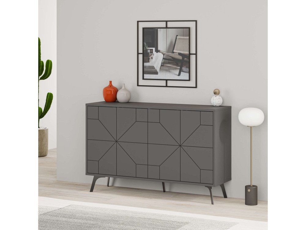 Credenza in legno "Dune" - 123 x 35 x 62 cm - Grigio antracite
