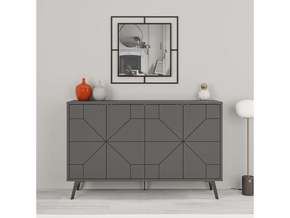 Credenza in legno "Dune" - 123 x 35 x 62 cm - Grigio antracite