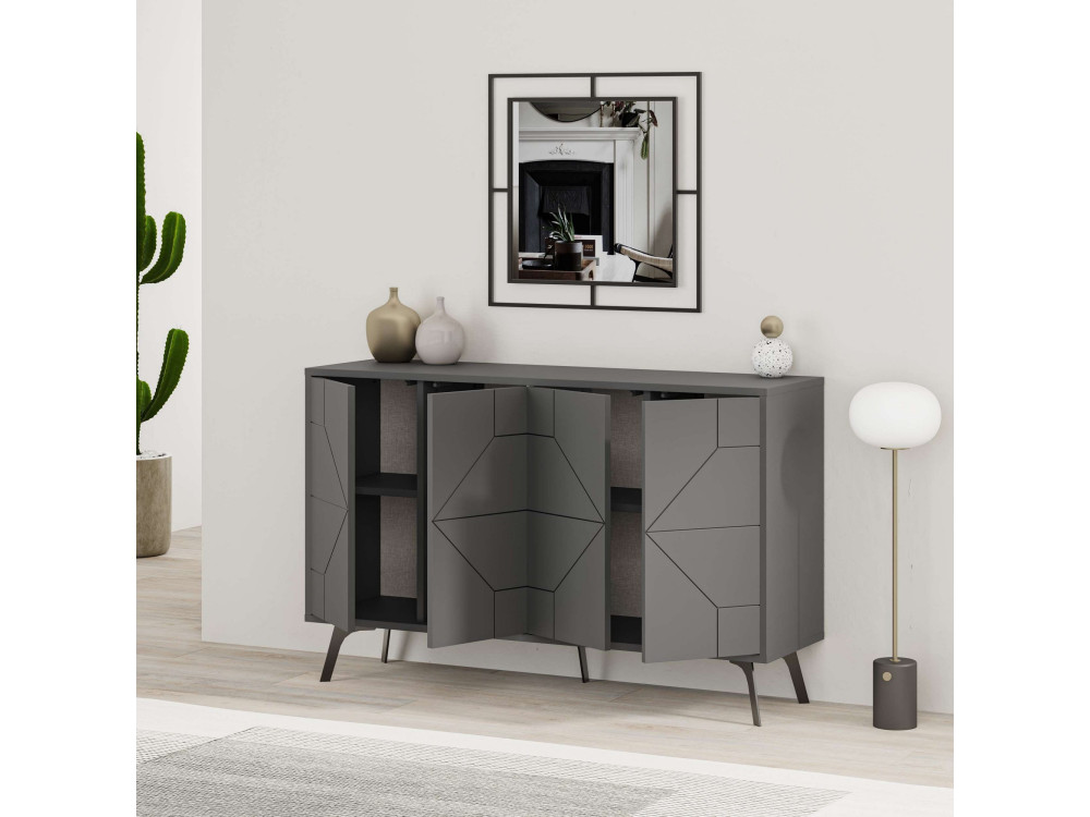Credenza in legno "Dune" - 123 x 35 x 62 cm - Grigio antracite