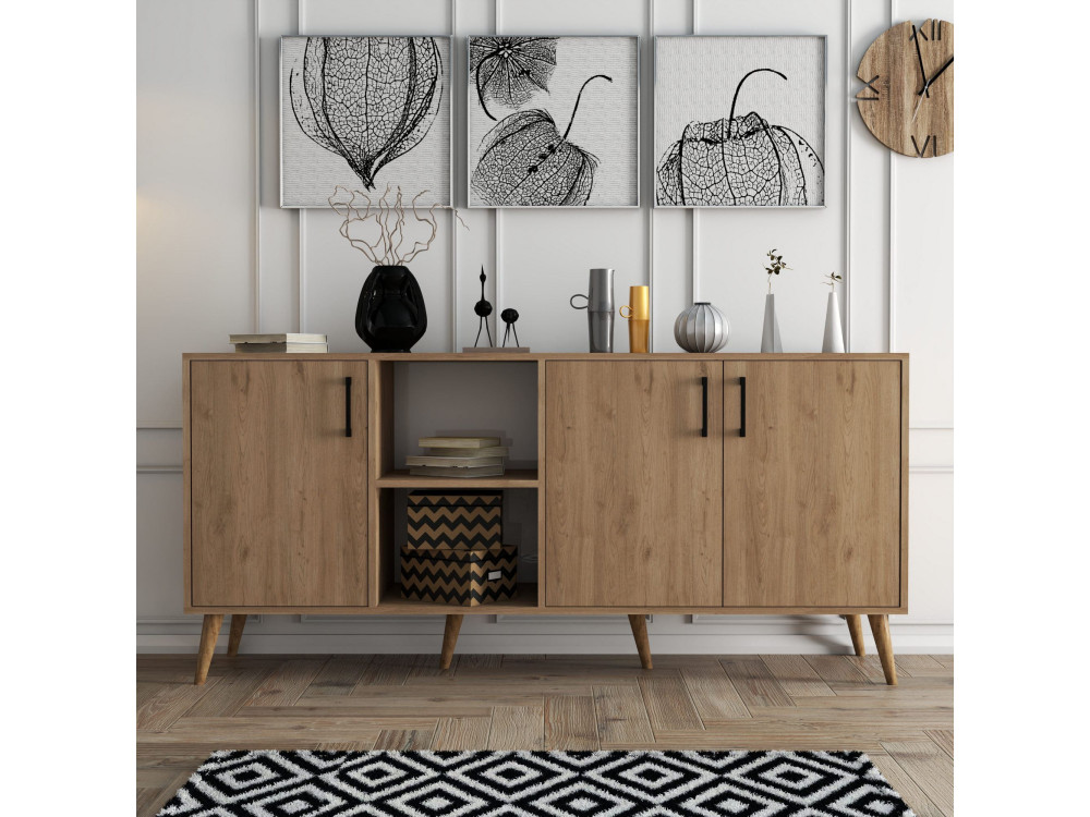 Credenza in legno "Exxen" - 180 x 45 x 80 cm - Marrone