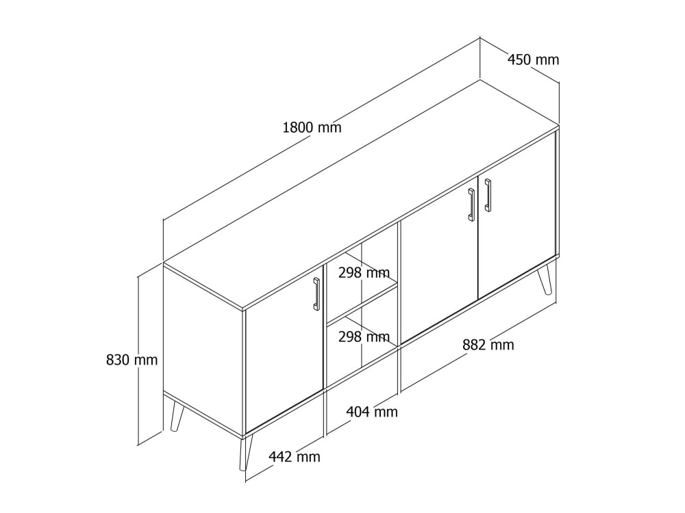 Credenza in legno "Exxen" - 180 x 45 x 80 cm - Marrone