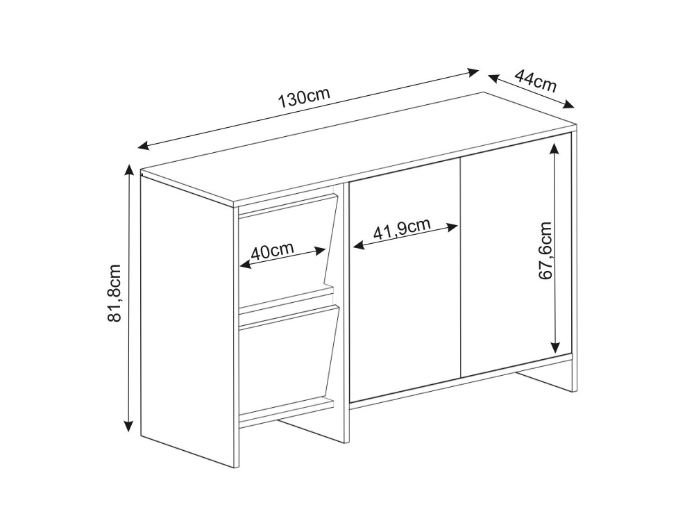 Credenza in legno "Laris 130" - 130 x 44 x 82 cm - Bianco