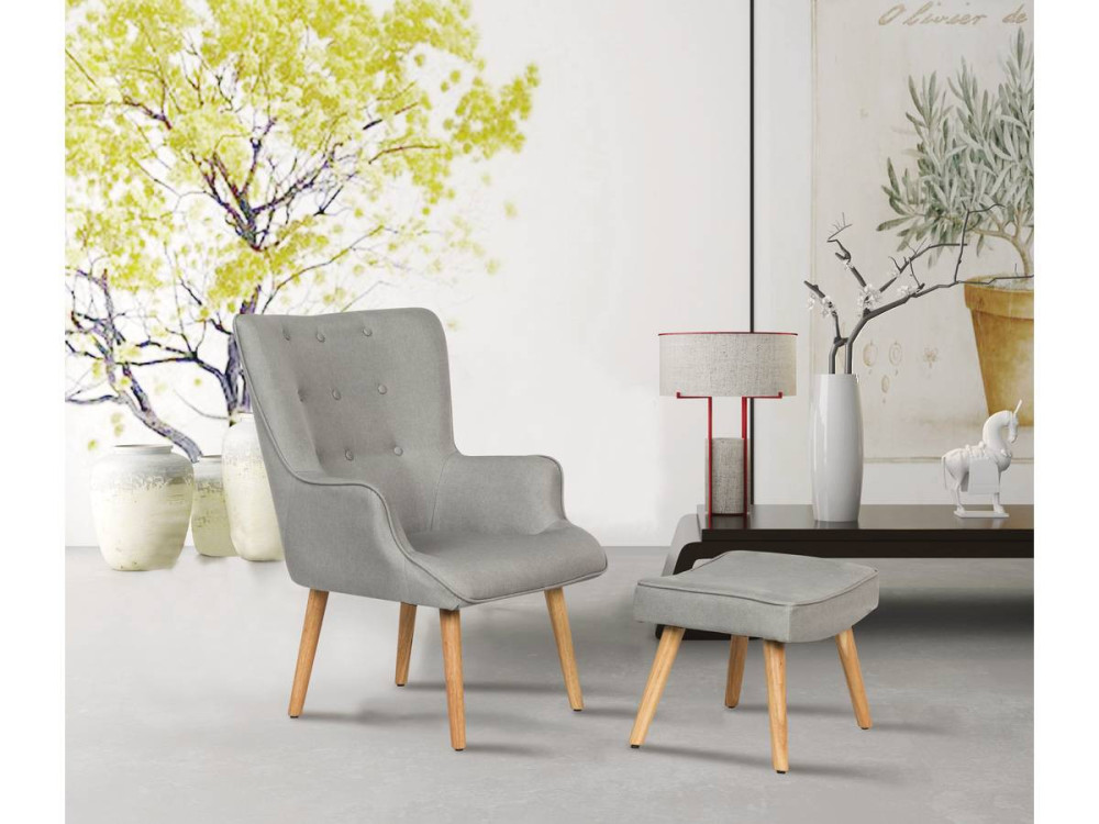 Poltrona "Odense" in stile scandinavo - Grigio chiaro