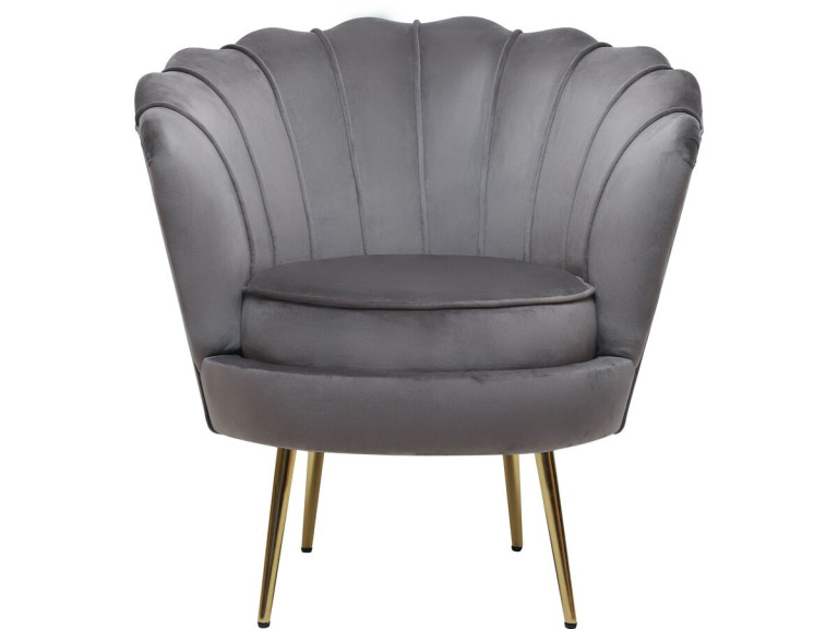 Poltrona "Floria" in velluto - 75 x 68 x 77,5 cm - Grigio