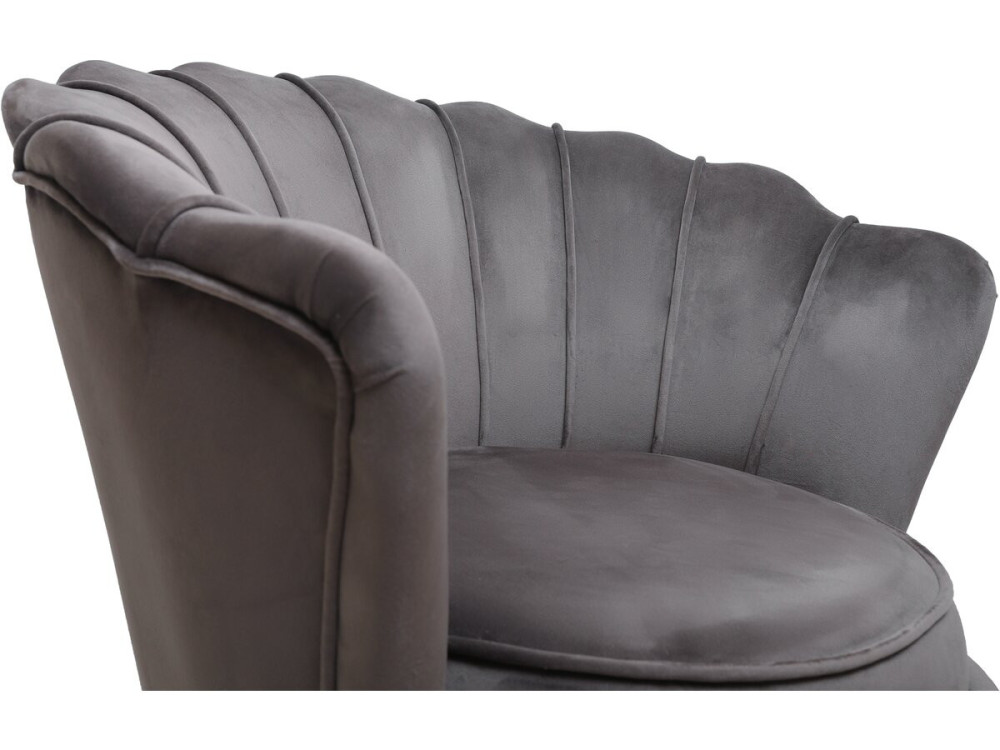 Poltrona "Floria" in velluto - 75 x 68 x 77,5 cm - Grigio