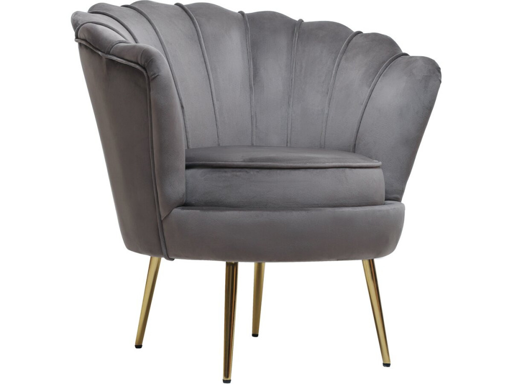 Poltrona "Floria" in velluto - 75 x 68 x 77,5 cm - Grigio