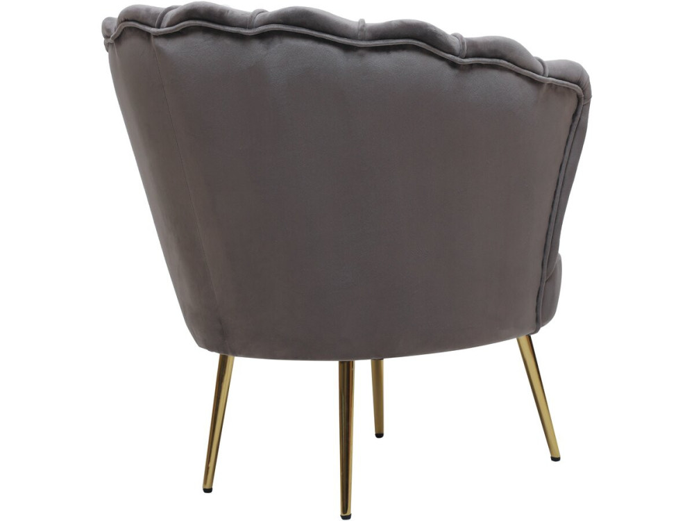 Poltrona "Floria" in velluto - 75 x 68 x 77,5 cm - Grigio