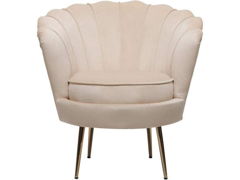Poltrona "Floria" in velluto - 75 x 68 x 77,5 cm - Beige