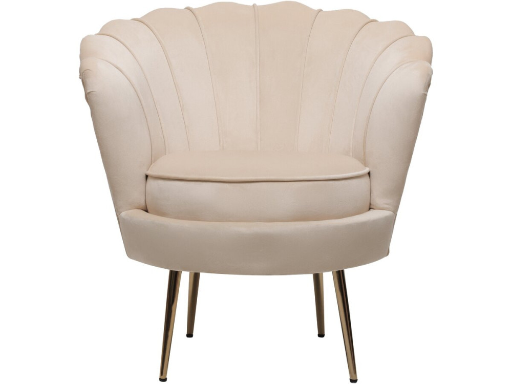 Poltrona "Floria" in velluto - 75 x 68 x 77,5 cm - Beige