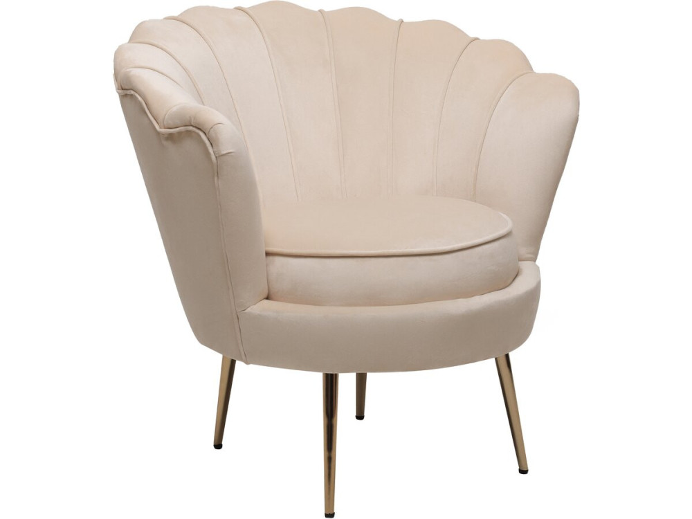 Poltrona "Floria" in velluto - 75 x 68 x 77,5 cm - Beige