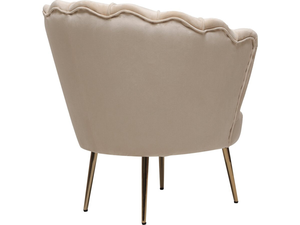 Poltrona "Floria" in velluto - 75 x 68 x 77,5 cm - Beige
