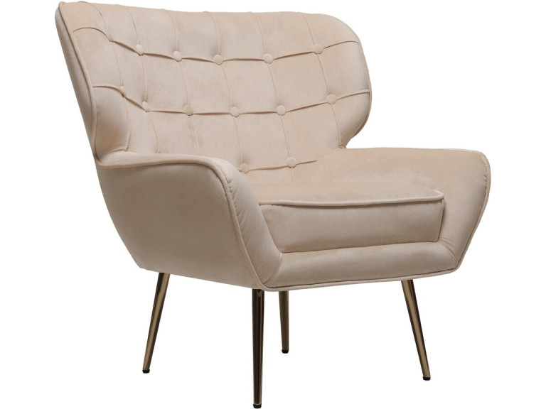 Poltrona "Austin" in velluto - 79 x 71 x 79,5 cm - Beige