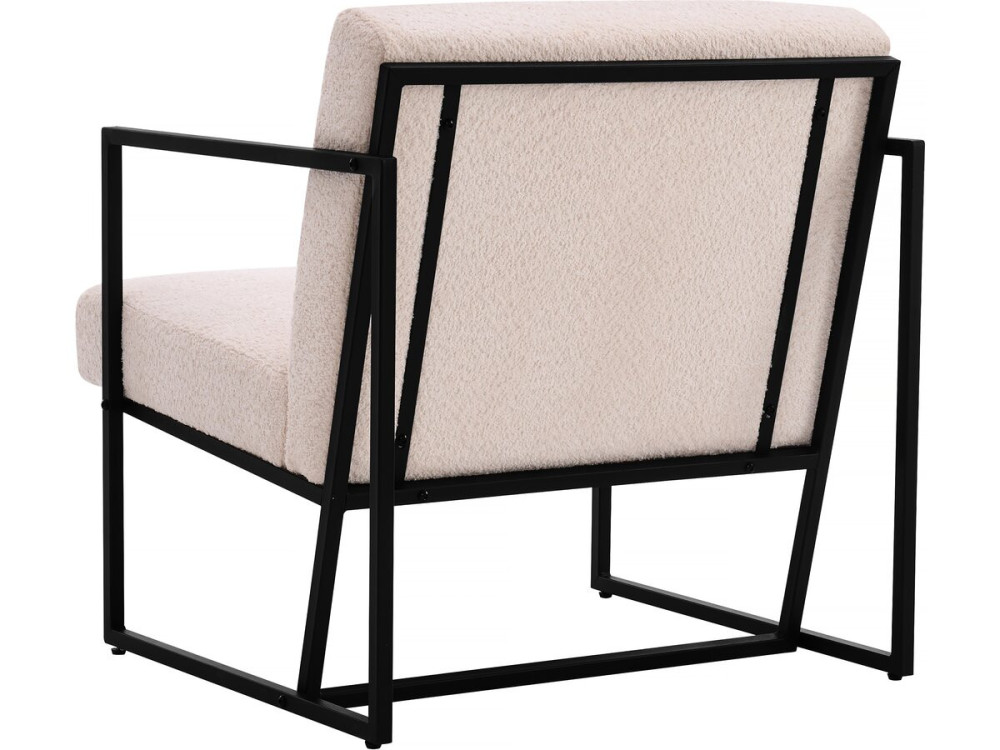 Poltrona "Kennedy" in metallo con tessuto bouclette - 73.5 x 75.5 x 81 cm - Crema