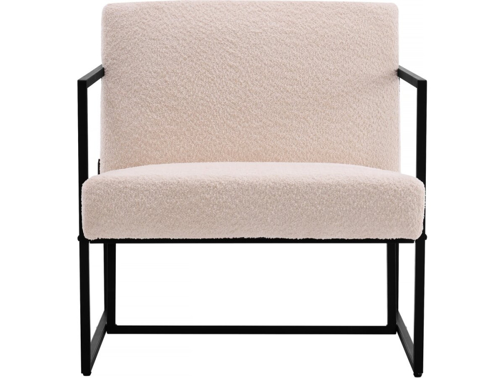 Poltrona "Kennedy" in metallo con tessuto bouclette - 73.5 x 75.5 x 81 cm - Crema