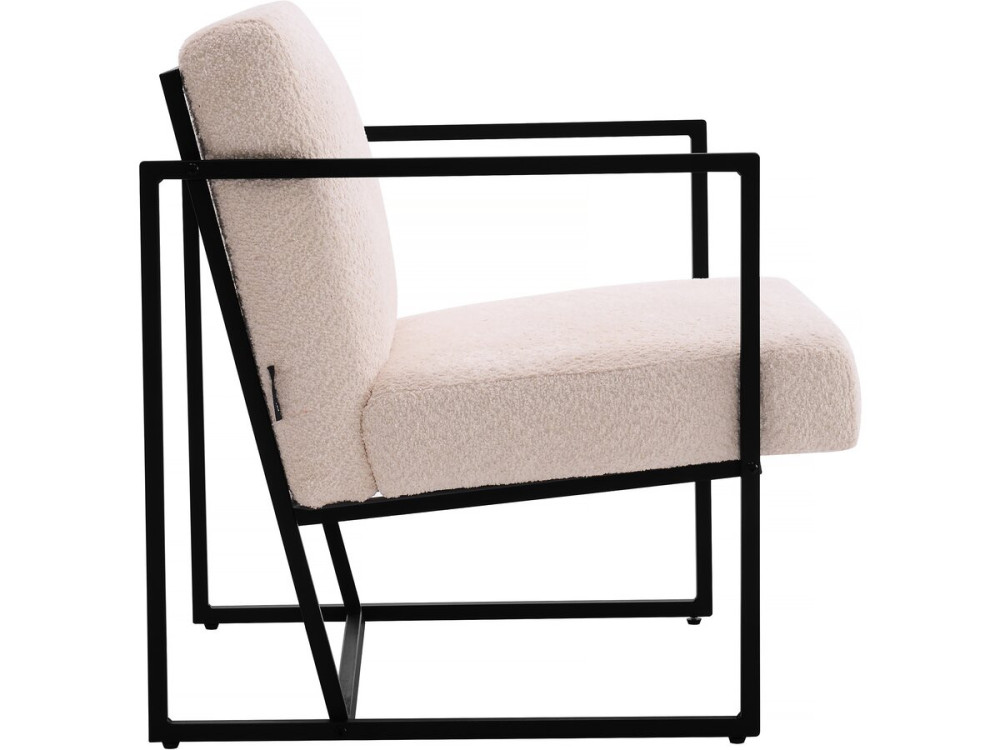 Poltrona "Kennedy" in metallo con tessuto bouclette - 73.5 x 75.5 x 81 cm - Crema