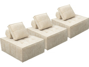 Set di 3 poltrone componibili in tessuto testurizzato "Velluto" - Beige