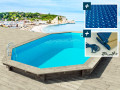 Piscina in legno " Brazilia " 5,86 x 3,86 x 1,20 m - Copertura a bolle 180 µ - Copertura invernale 280 g/m².
