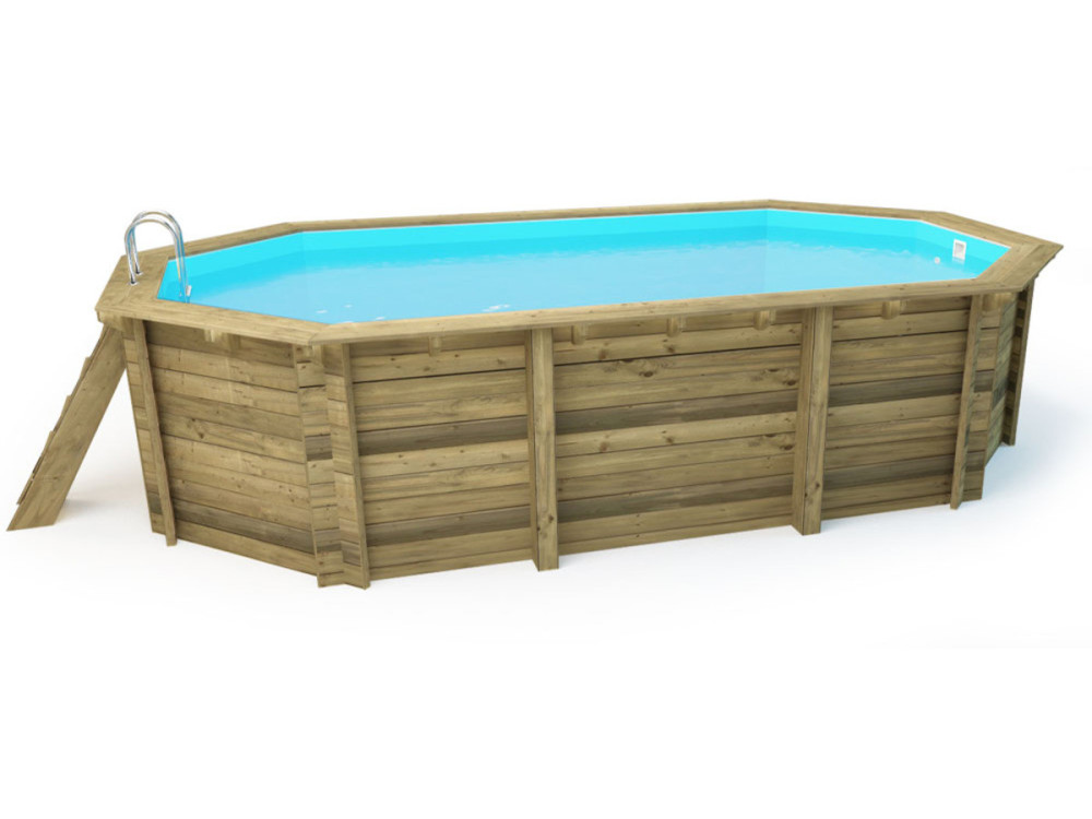 Piscina in legno " Florida " - 6,57 x 4,57 x 1,31 m + Copertura a bolle 180 µ + Copertura invernale 280 gr/m².