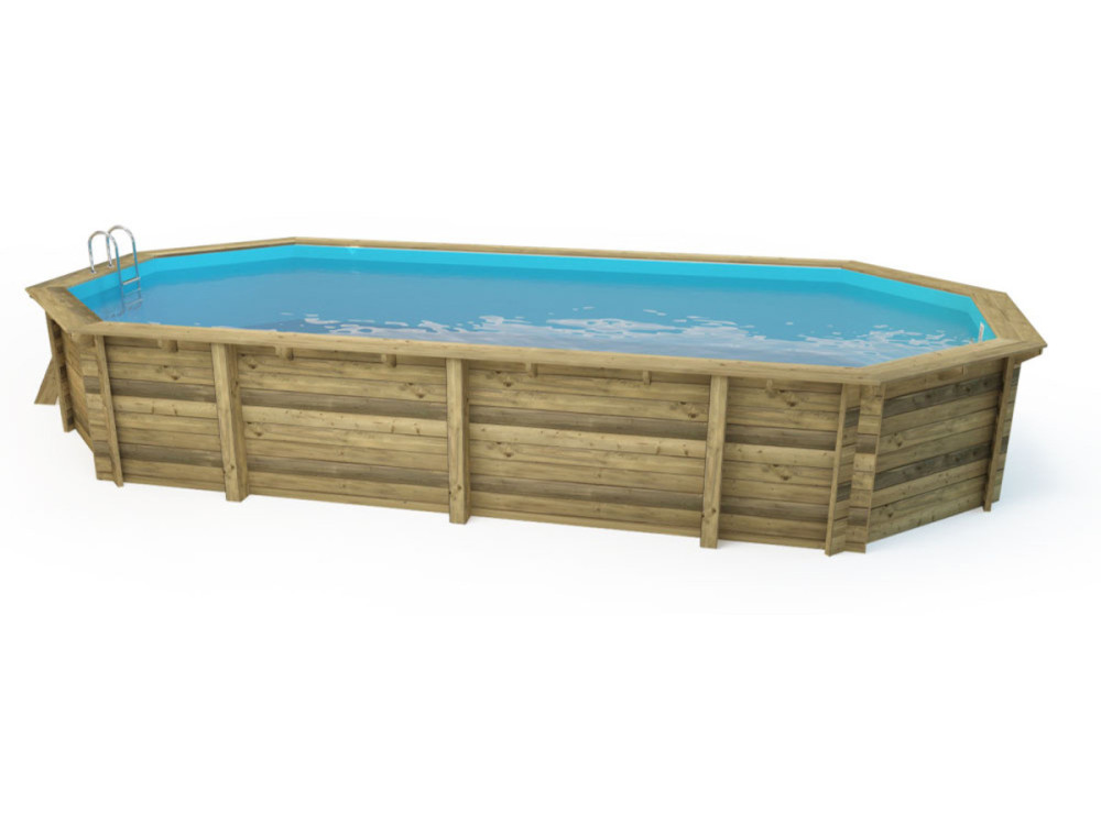 Piscina Di Legno " Sevilla " -  8.57 x 4.57 x 1.45 m + Telo di coperture a bolle d'aria da 180 µ + telo invernale da 280 gr/m²