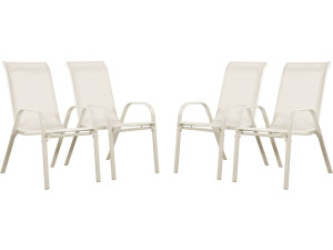 Sedia da giardino textilene "Cordoba" -Phoenix-Ecru- Set di 4
