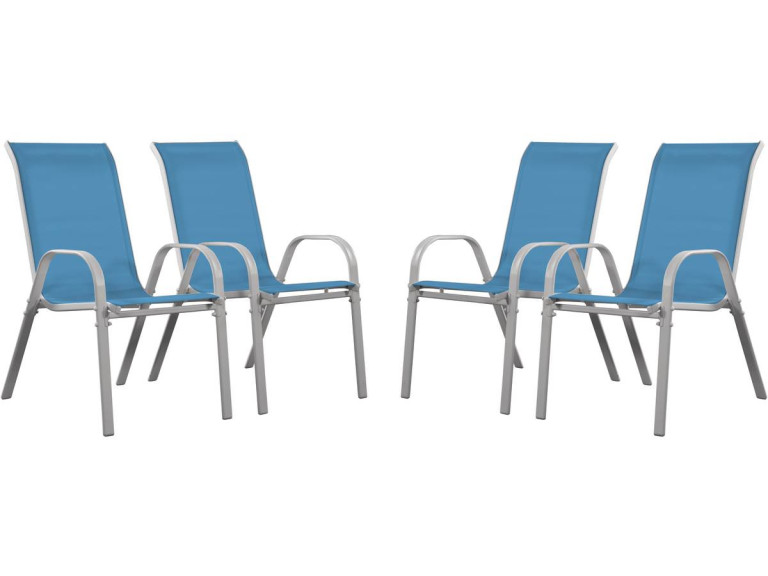 Sedia da giardino textilene "Cordoba" -Phoenix- Blu  Set di 4